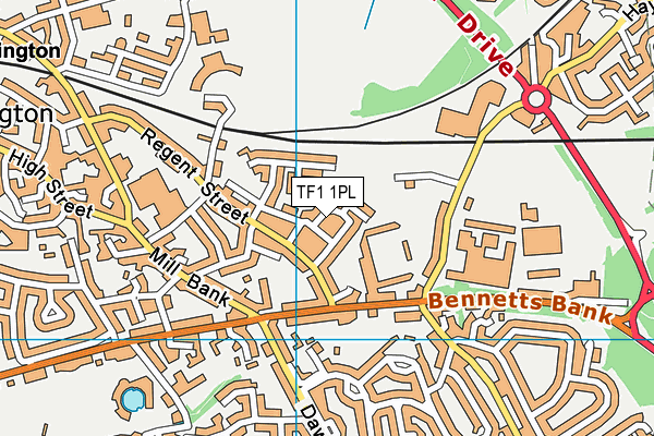 TF1 1PL map - OS VectorMap District (Ordnance Survey)
