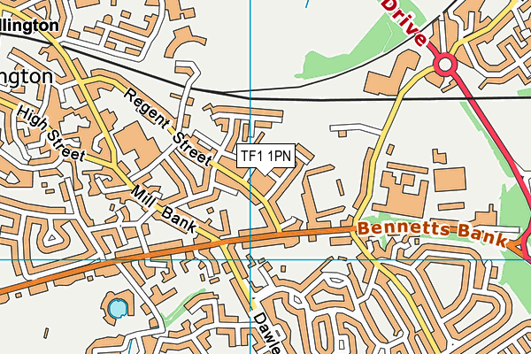 TF1 1PN map - OS VectorMap District (Ordnance Survey)