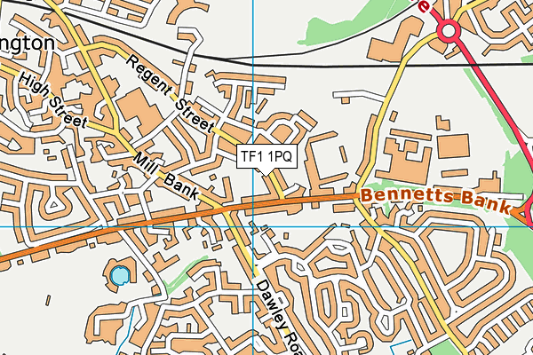 TF1 1PQ map - OS VectorMap District (Ordnance Survey)