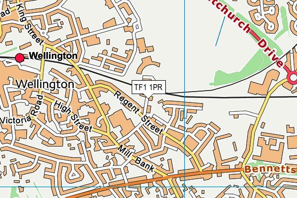 TF1 1PR map - OS VectorMap District (Ordnance Survey)