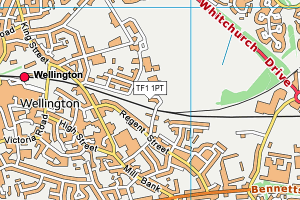 TF1 1PT map - OS VectorMap District (Ordnance Survey)