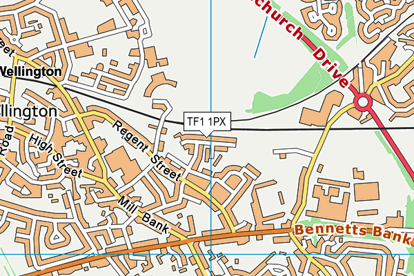 TF1 1PX map - OS VectorMap District (Ordnance Survey)