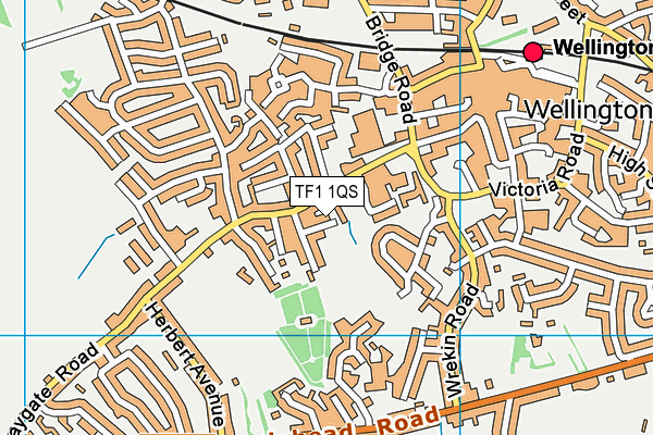TF1 1QS map - OS VectorMap District (Ordnance Survey)