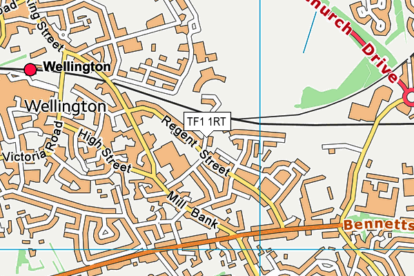 TF1 1RT map - OS VectorMap District (Ordnance Survey)