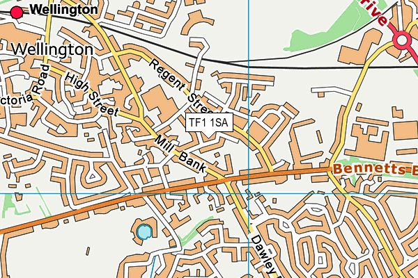 TF1 1SA map - OS VectorMap District (Ordnance Survey)