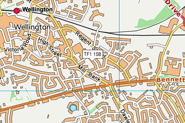 TF1 1SB map - OS VectorMap District (Ordnance Survey)