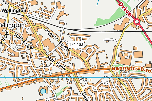 TF1 1SJ map - OS VectorMap District (Ordnance Survey)