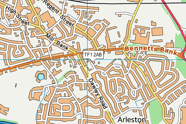 TF1 2AB map - OS VectorMap District (Ordnance Survey)