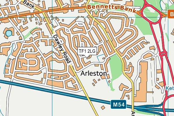 TF1 2LG map - OS VectorMap District (Ordnance Survey)