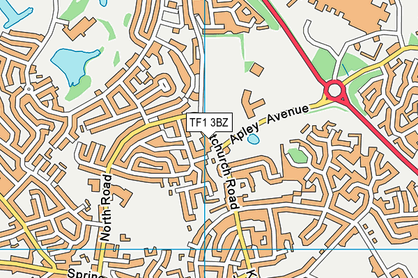 TF1 3BZ map - OS VectorMap District (Ordnance Survey)