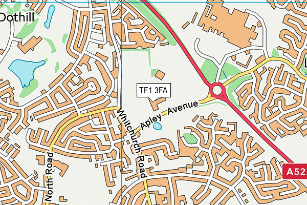 Charlton School map (TF1 3FA) - OS VectorMap District (Ordnance Survey)