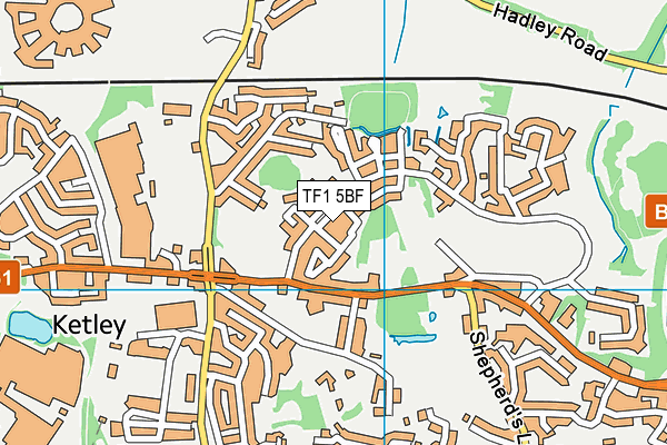 TF1 5BF map - OS VectorMap District (Ordnance Survey)