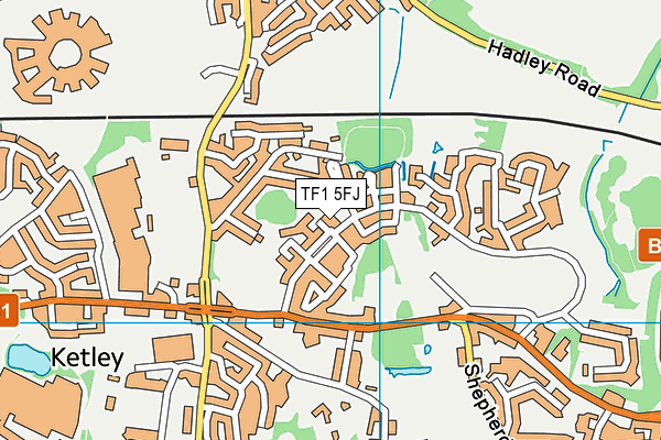 TF1 5FJ map - OS VectorMap District (Ordnance Survey)