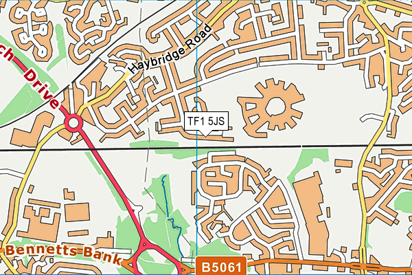TF1 5JS map - OS VectorMap District (Ordnance Survey)
