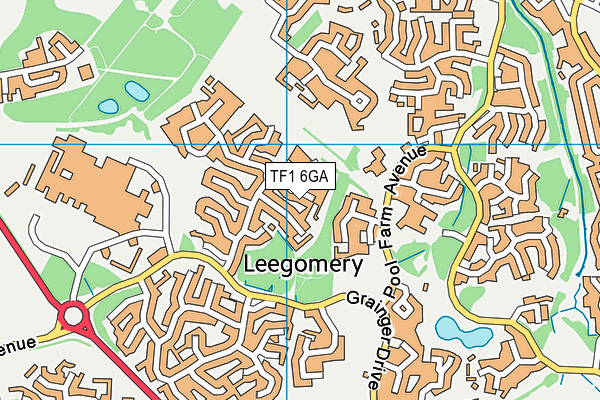 TF1 6GA map - OS VectorMap District (Ordnance Survey)