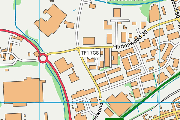 TF1 7GS map - OS VectorMap District (Ordnance Survey)