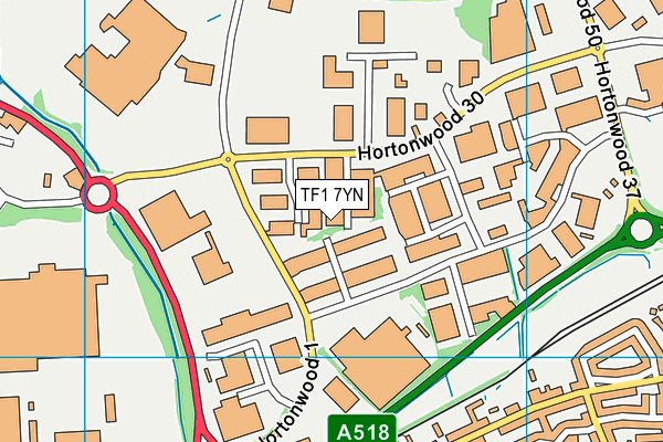 TF1 7YN map - OS VectorMap District (Ordnance Survey)