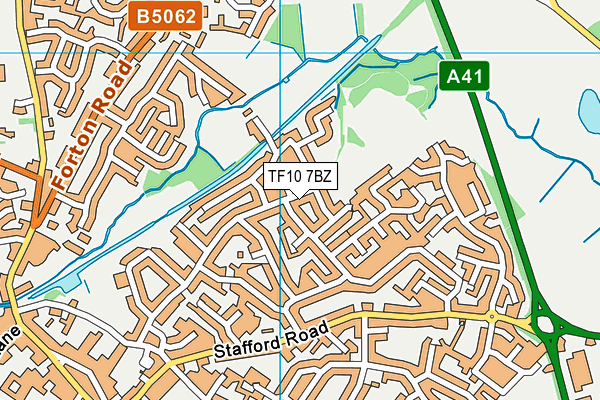 TF10 7BZ map - OS VectorMap District (Ordnance Survey)