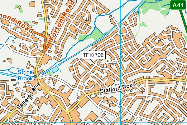 TF10 7DB map - OS VectorMap District (Ordnance Survey)