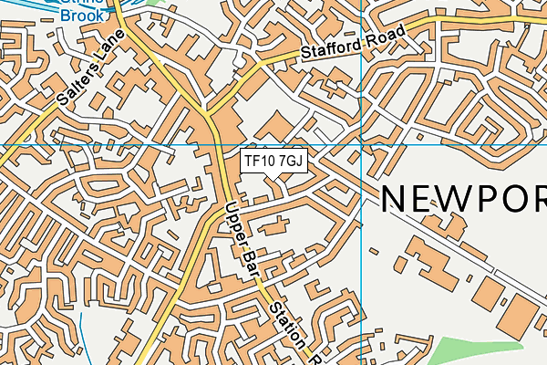 TF10 7GJ map - OS VectorMap District (Ordnance Survey)