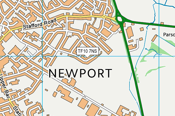 TF10 7NS map - OS VectorMap District (Ordnance Survey)