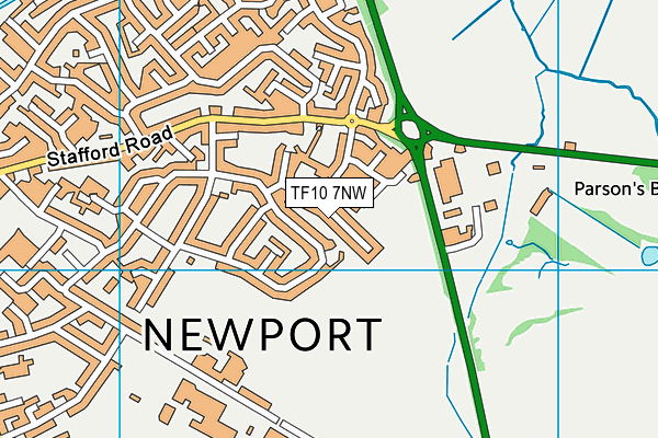 TF10 7NW map - OS VectorMap District (Ordnance Survey)