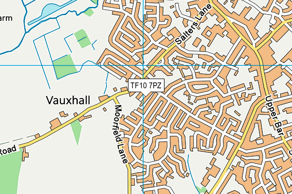 TF10 7PZ map - OS VectorMap District (Ordnance Survey)
