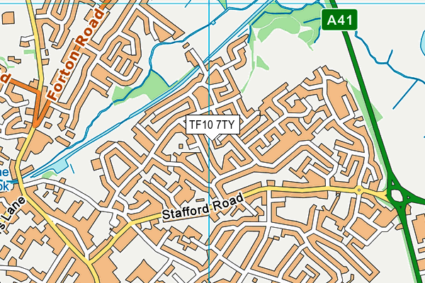 TF10 7TY map - OS VectorMap District (Ordnance Survey)