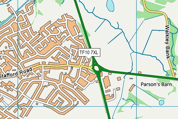 TF10 7XL map - OS VectorMap District (Ordnance Survey)