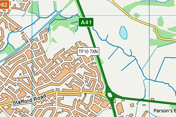 TF10 7XN map - OS VectorMap District (Ordnance Survey)