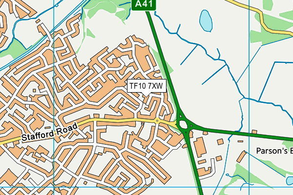 TF10 7XW map - OS VectorMap District (Ordnance Survey)