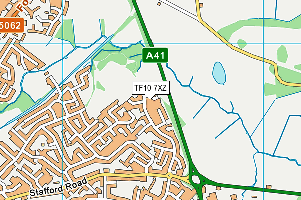 TF10 7XZ map - OS VectorMap District (Ordnance Survey)