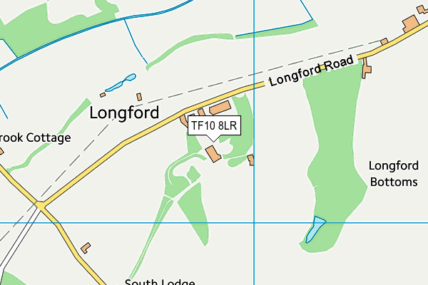 Longford Hall Playing Fields map (TF10 8LR) - OS VectorMap District (Ordnance Survey)