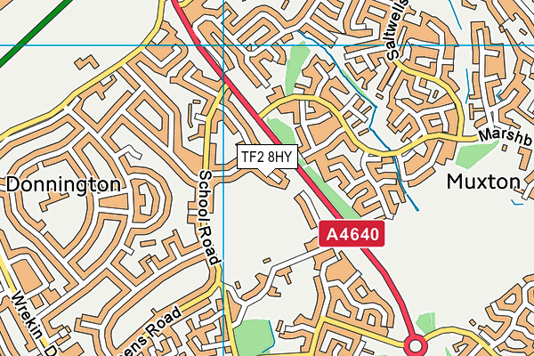 Donnington Recreation Ground map (TF2 8HY) - OS VectorMap District (Ordnance Survey)