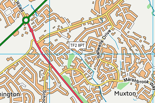 TF2 8PT map - OS VectorMap District (Ordnance Survey)