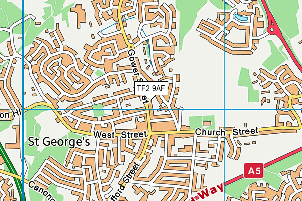 TF2 9AF map - OS VectorMap District (Ordnance Survey)