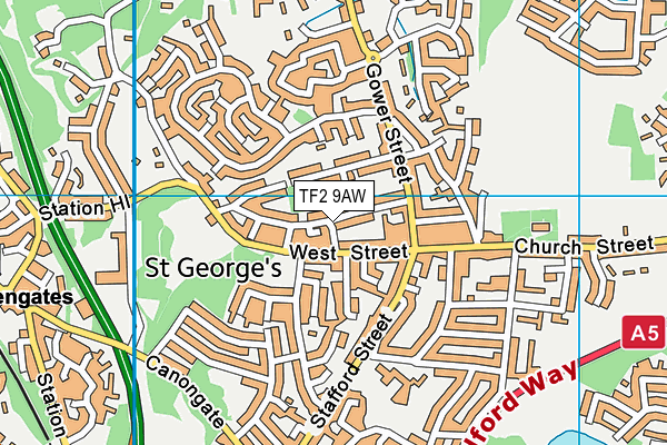 TF2 9AW map - OS VectorMap District (Ordnance Survey)