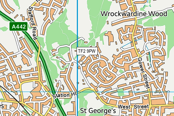 TF2 9PW map - OS VectorMap District (Ordnance Survey)