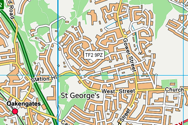 TF2 9PZ map - OS VectorMap District (Ordnance Survey)