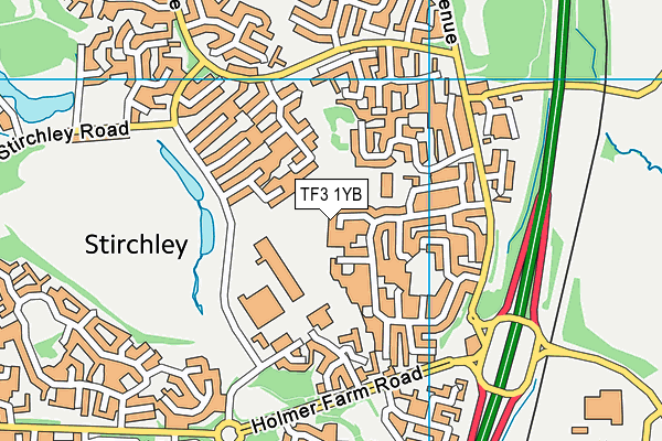 TF3 1YB map - OS VectorMap District (Ordnance Survey)