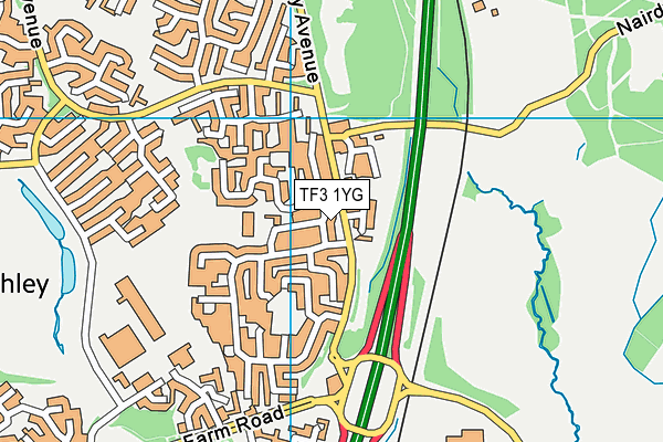 TF3 1YG map - OS VectorMap District (Ordnance Survey)