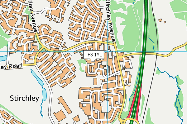 TF3 1YL map - OS VectorMap District (Ordnance Survey)