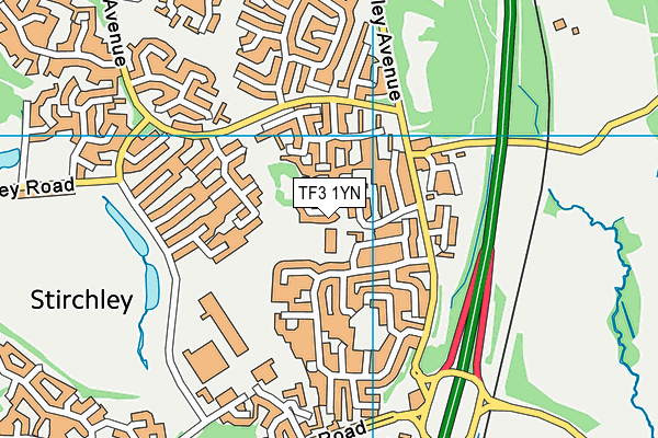 TF3 1YN map - OS VectorMap District (Ordnance Survey)