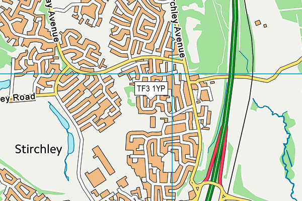 TF3 1YP map - OS VectorMap District (Ordnance Survey)