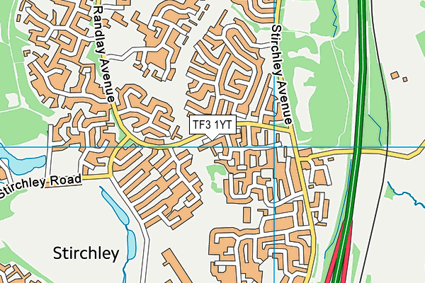 TF3 1YT map - OS VectorMap District (Ordnance Survey)