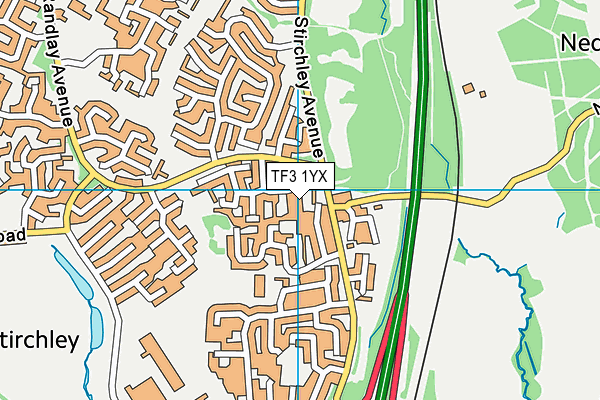 TF3 1YX map - OS VectorMap District (Ordnance Survey)