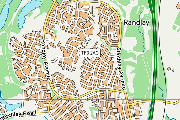 TF3 2AG map - OS VectorMap District (Ordnance Survey)