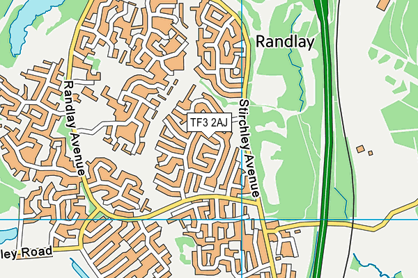 TF3 2AJ map - OS VectorMap District (Ordnance Survey)