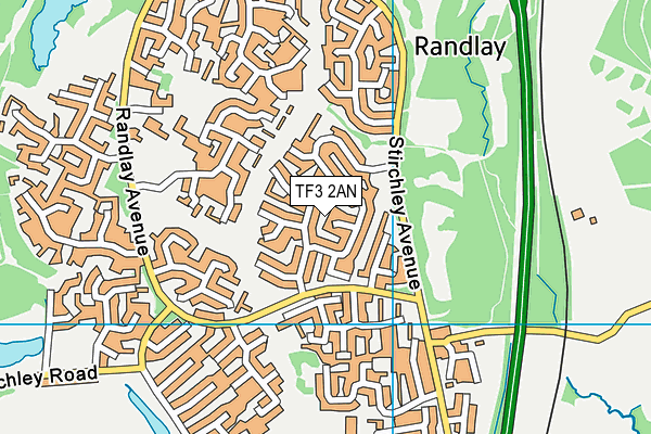 TF3 2AN map - OS VectorMap District (Ordnance Survey)