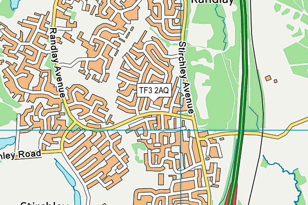 TF3 2AQ map - OS VectorMap District (Ordnance Survey)